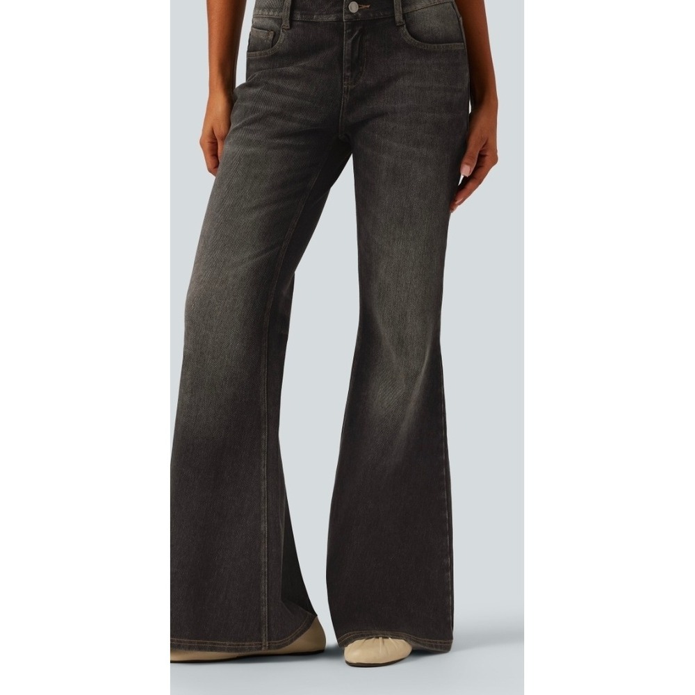 Halara Flex Flare Casual Jeans Washed Black Size Large Regular NWT